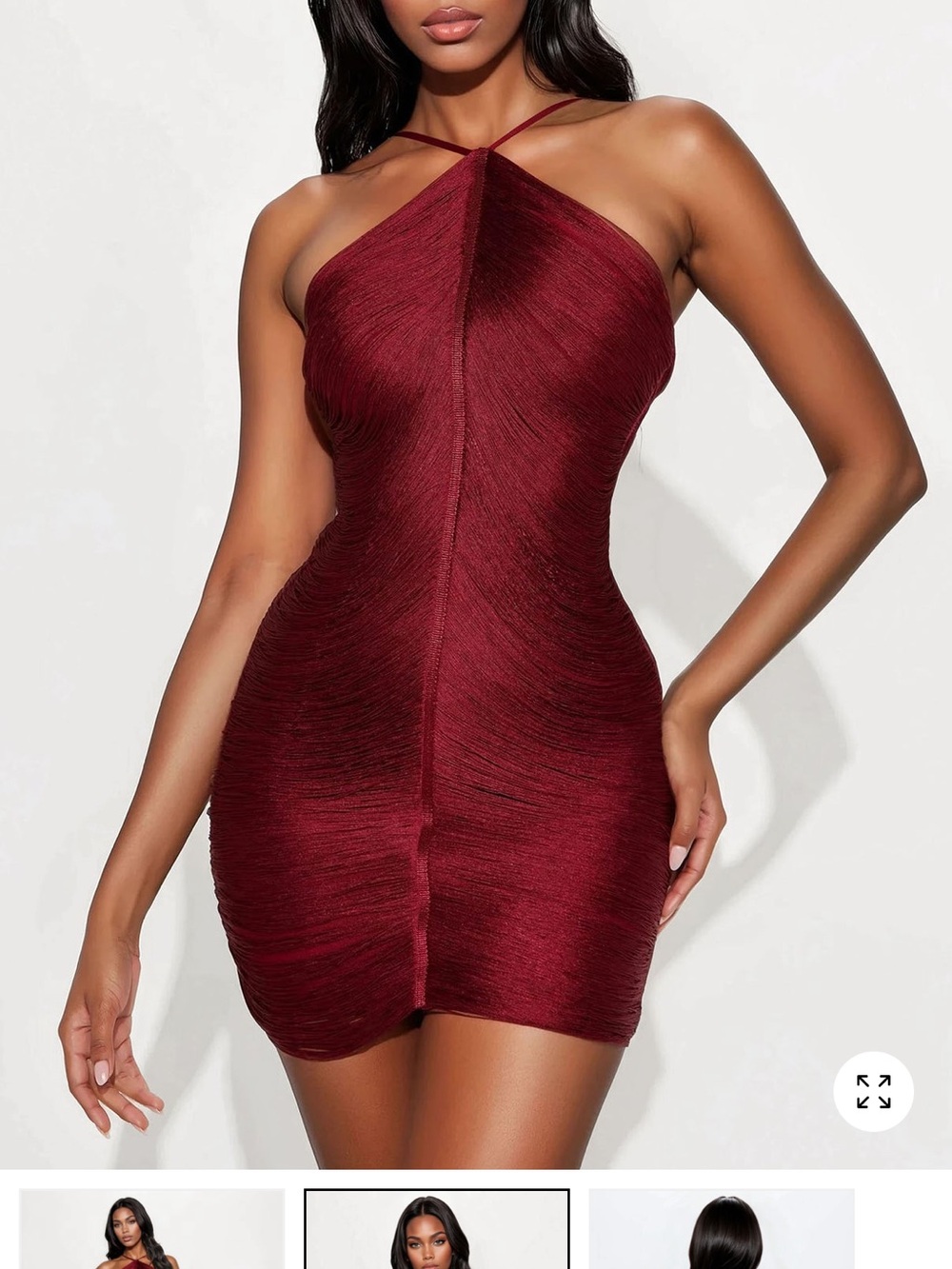 Fashion Nova Wine Red Halter Bodycon Mini Dress